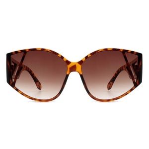 Women’s Oversize Tortoise Round Cat Eye Sunglasses